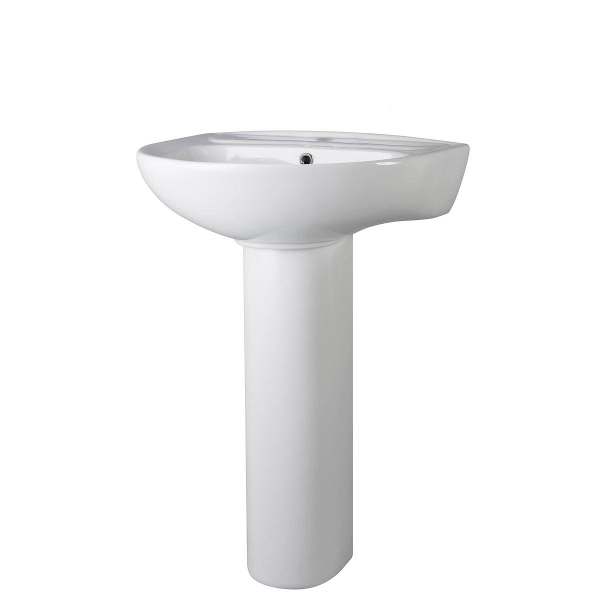Round Ceramic Bathroom Basin and Full Pedestal - 550mm