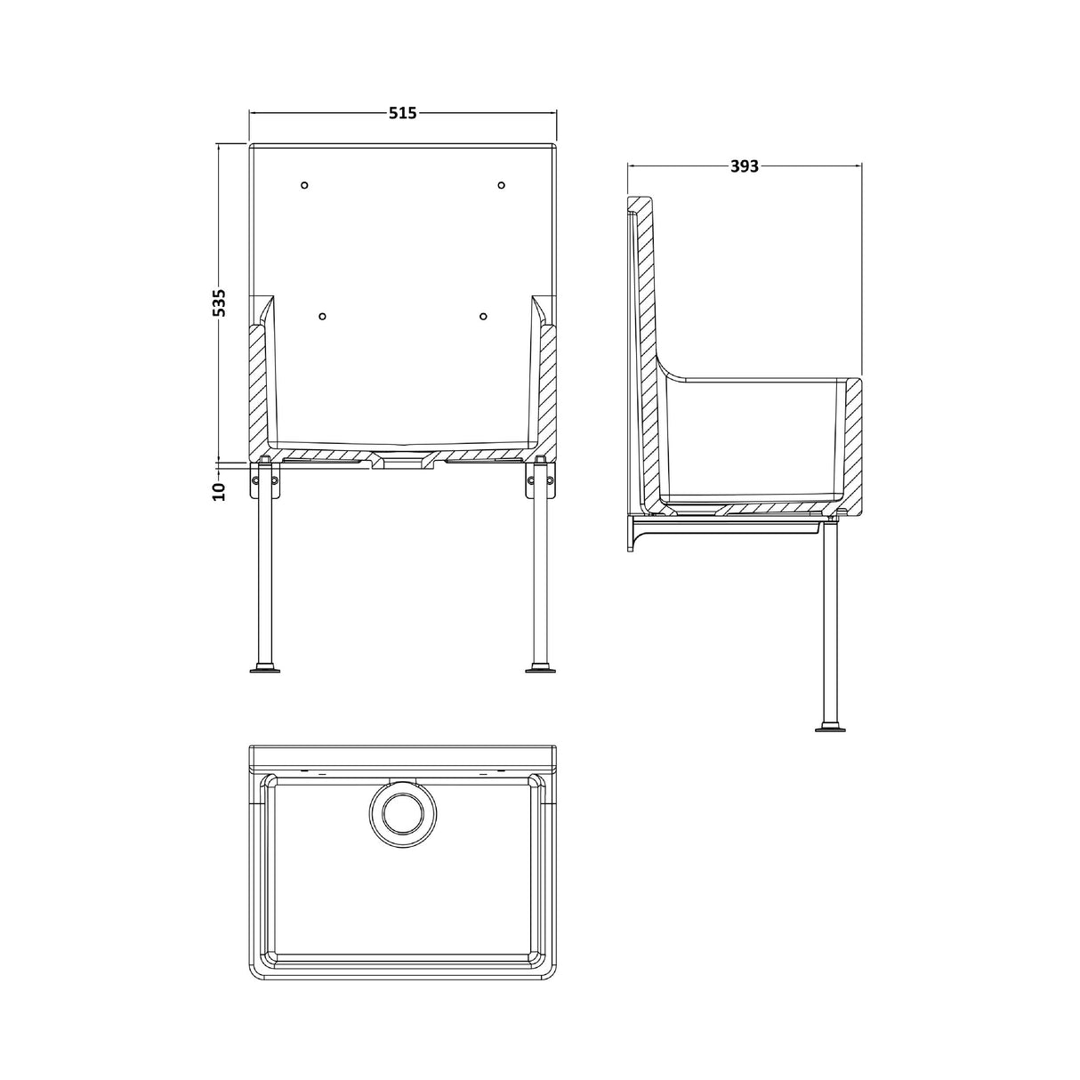 Single Bowl Fireclay Ceramic Cleaner Sink w.Grid - Multiple Sizes and Accessories