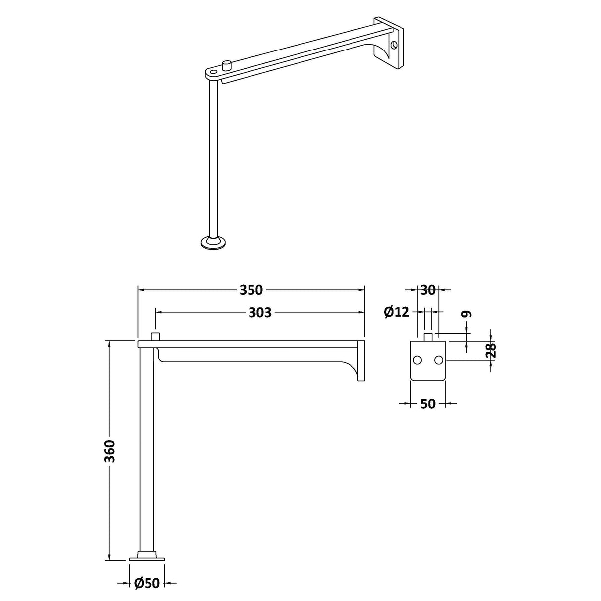 Cleaner Sink Legs and Bracket (Sink Not Included) - Brushed Stainless Steel - Balterley