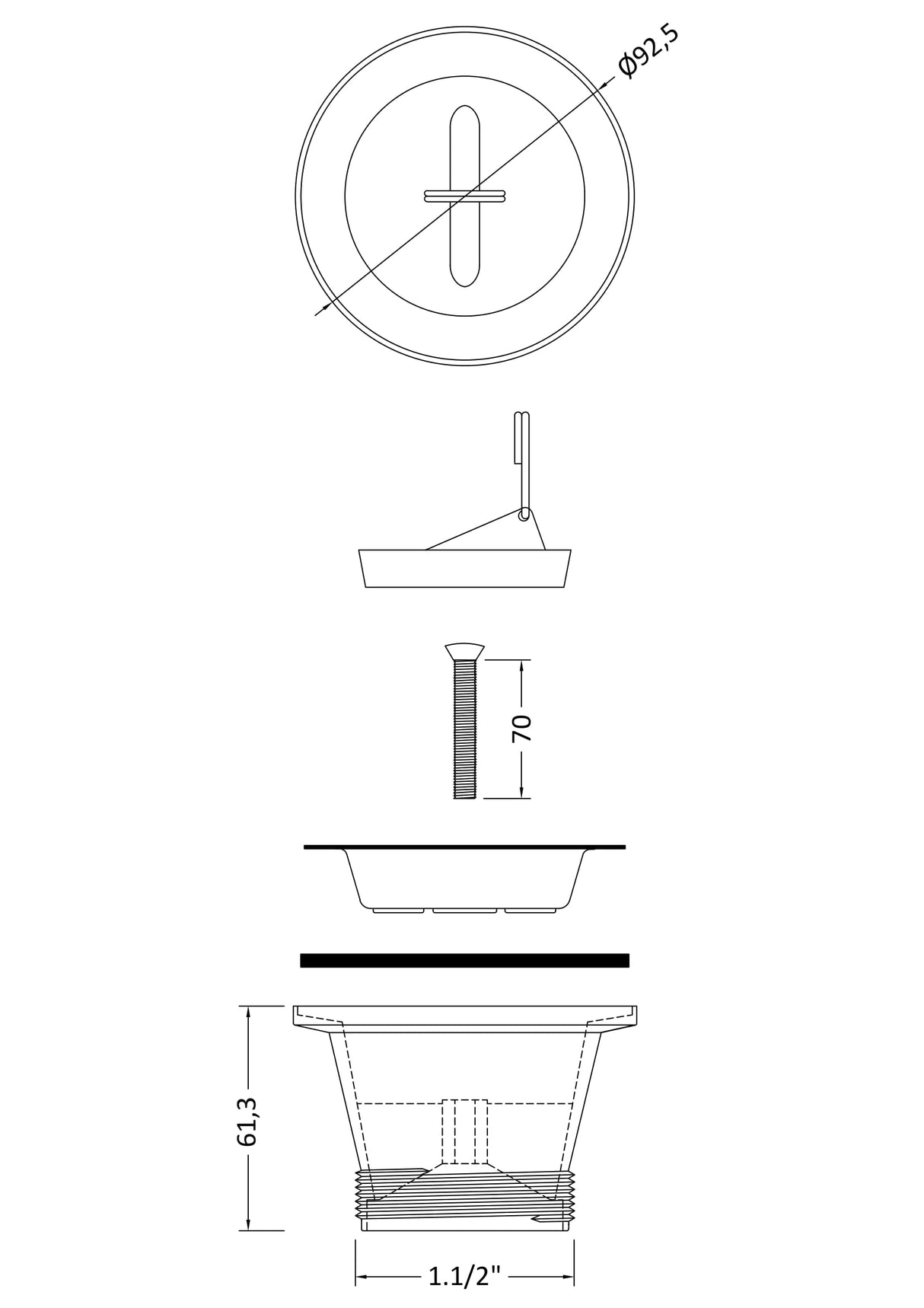 Cleaner Sink Waste with Plug with a Chrome Finish