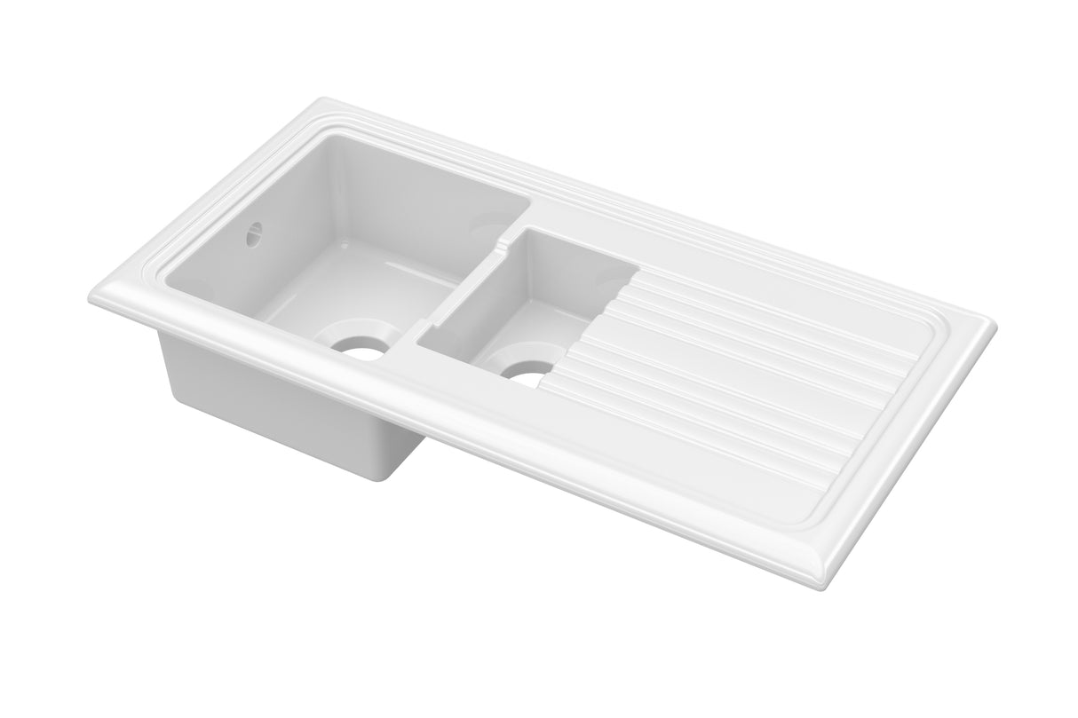 101cm Inset Counter Top Fireclay Ceramic Kitchen Sink - Multiple Options Available