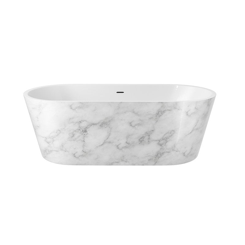 Luxury Modern Freestanding Oval Bath - White Marble Finish