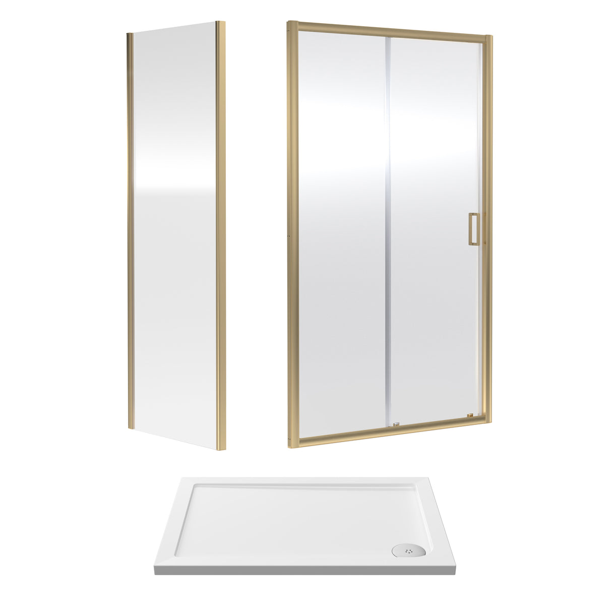 Sliding Shower Door, Side Panel and Shower Tray - Choice of Size and Finish