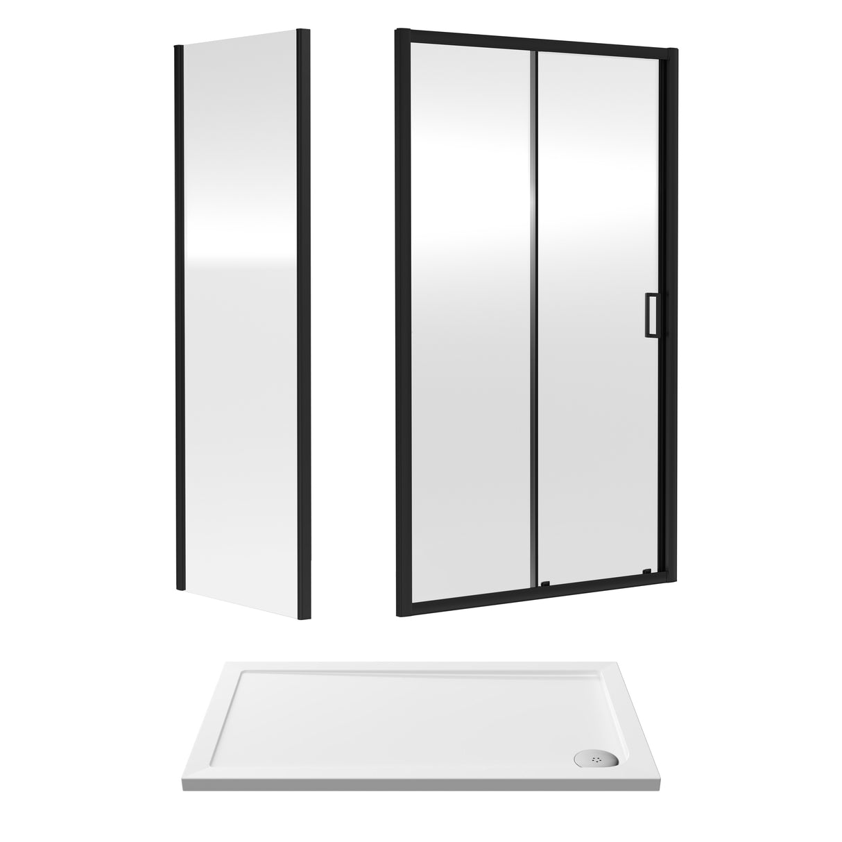 Sliding Shower Door, Side Panel and Shower Tray - Choice of Size and Finish