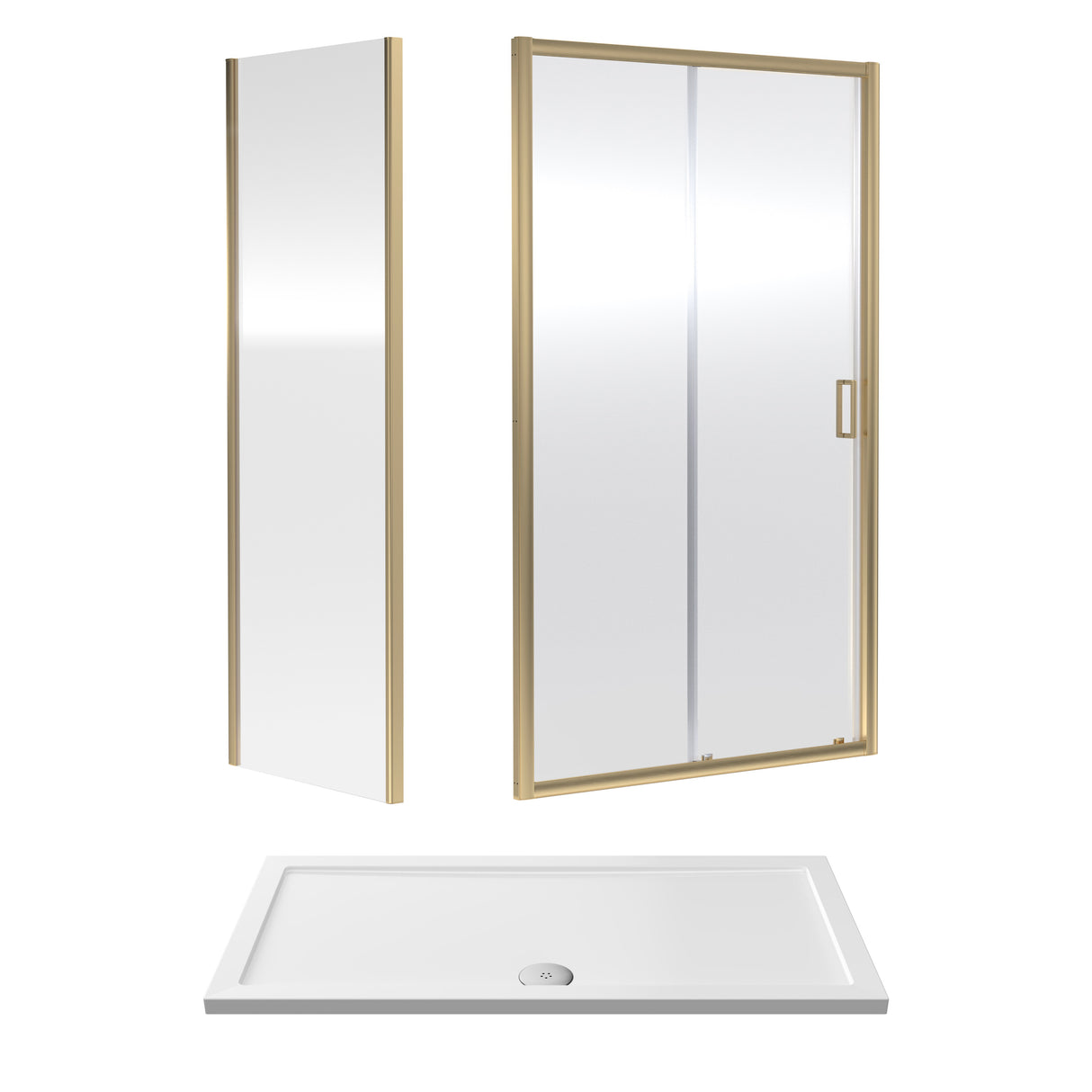 Sliding Shower Door, Side Panel and Shower Tray - Choice of Size and Finish