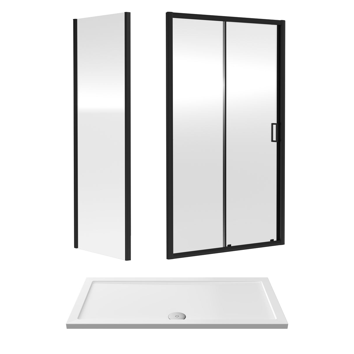 Sliding Shower Door, Side Panel and Shower Tray - Choice of Size and Finish