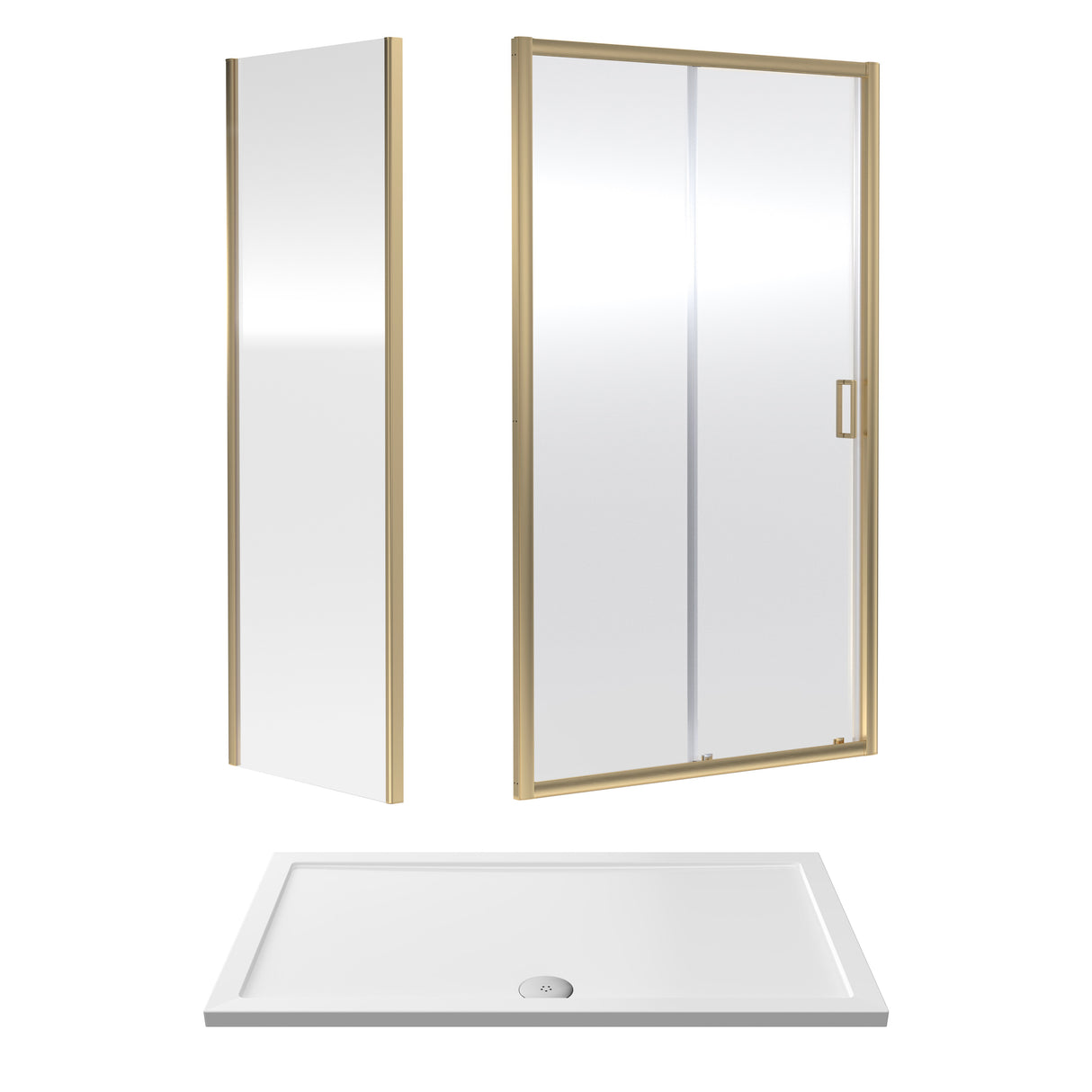 Sliding Shower Door, Side Panel and Shower Tray - Choice of Size and Finish