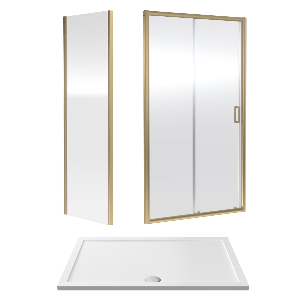 Sliding Shower Door, Side Panel and Shower Tray - Choice of Size and Finish