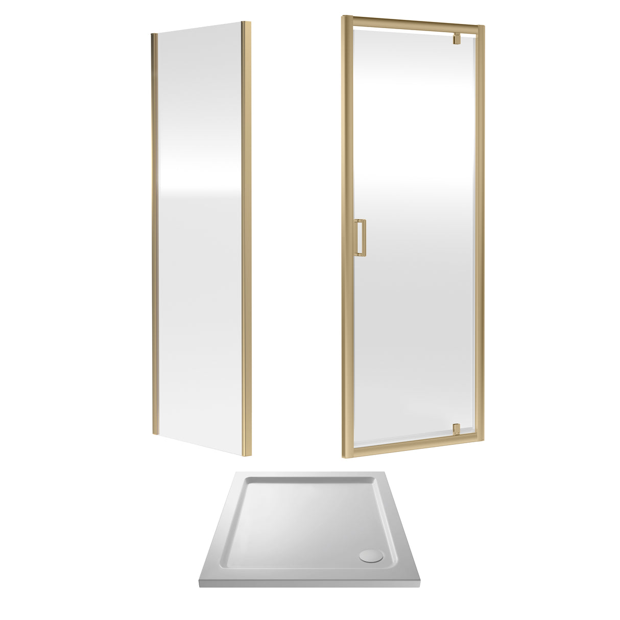Pivot Shower Door, Side Panel and Shower Tray - Choice of Size and Finish