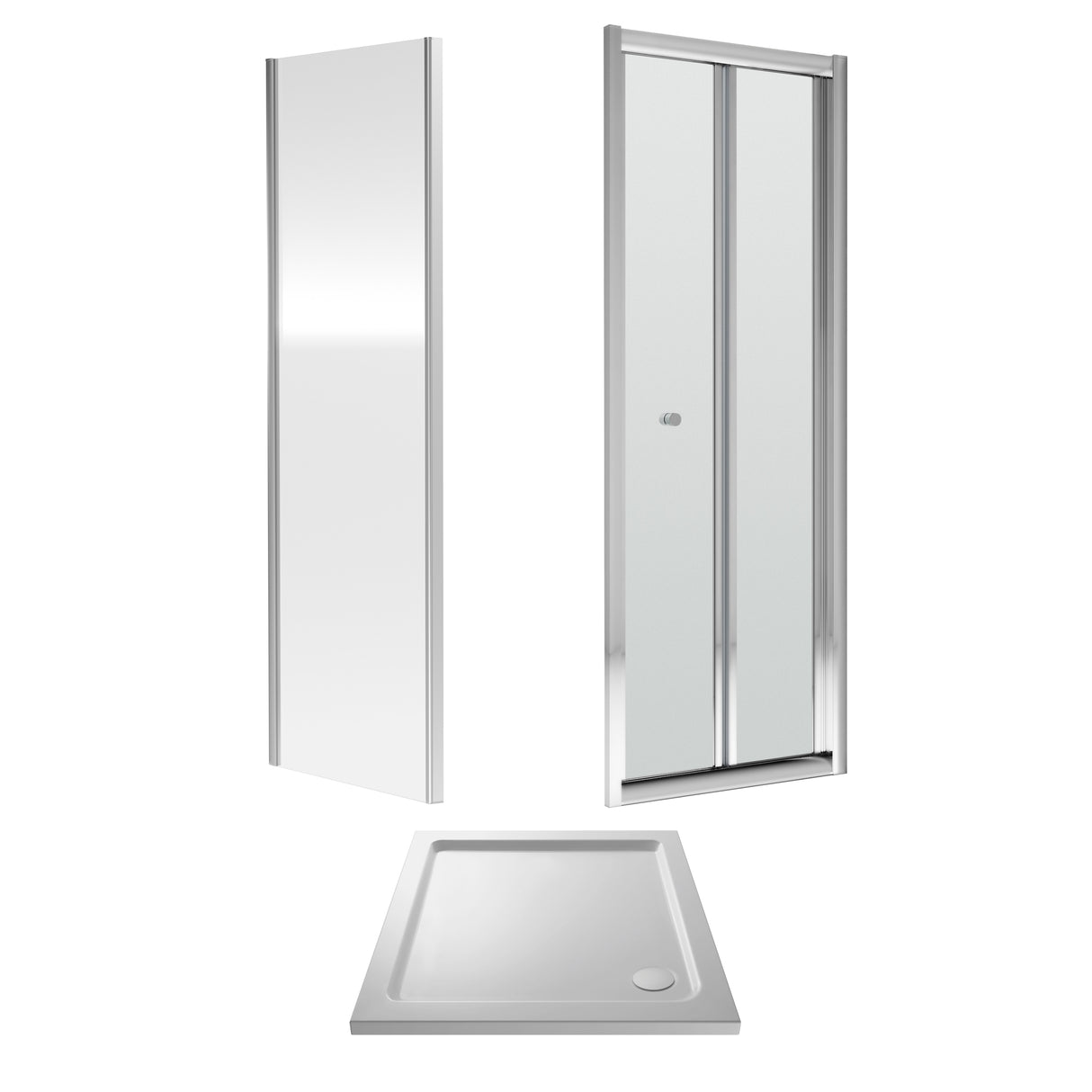 Bi-Fold Shower Door, Side Panel and Shower Tray - Choice of Size and Finish