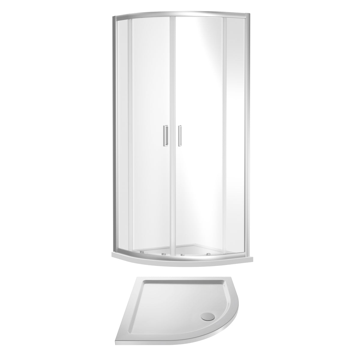 6mm Toughened Safety Glass Quadrant Shower Enclosure and Resin Shower Tray - Choice of Size and Finish