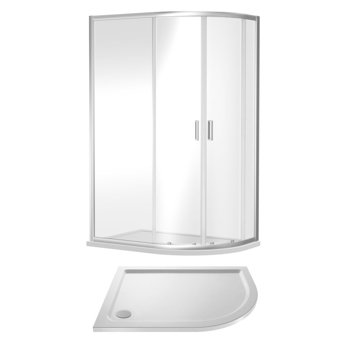 Offset Quadrant Shower Enclosure and Shower Tray - Choice of Size, Tray Orientation and Finish