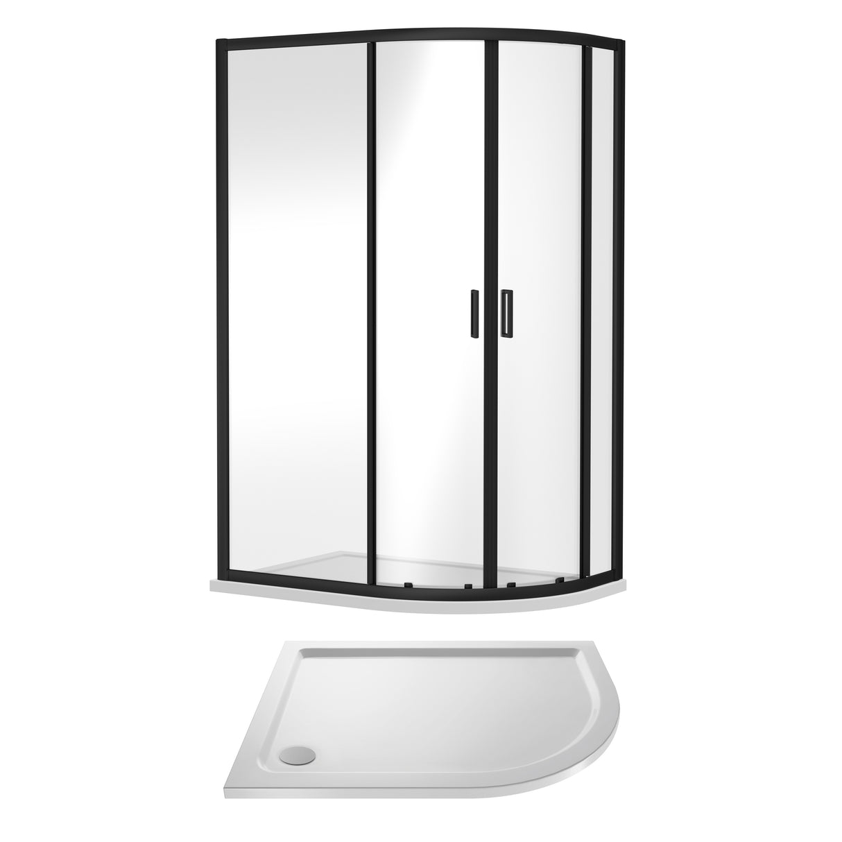 Offset Quadrant Shower Enclosure and Shower Tray - Choice of Size, Tray Orientation and Finish