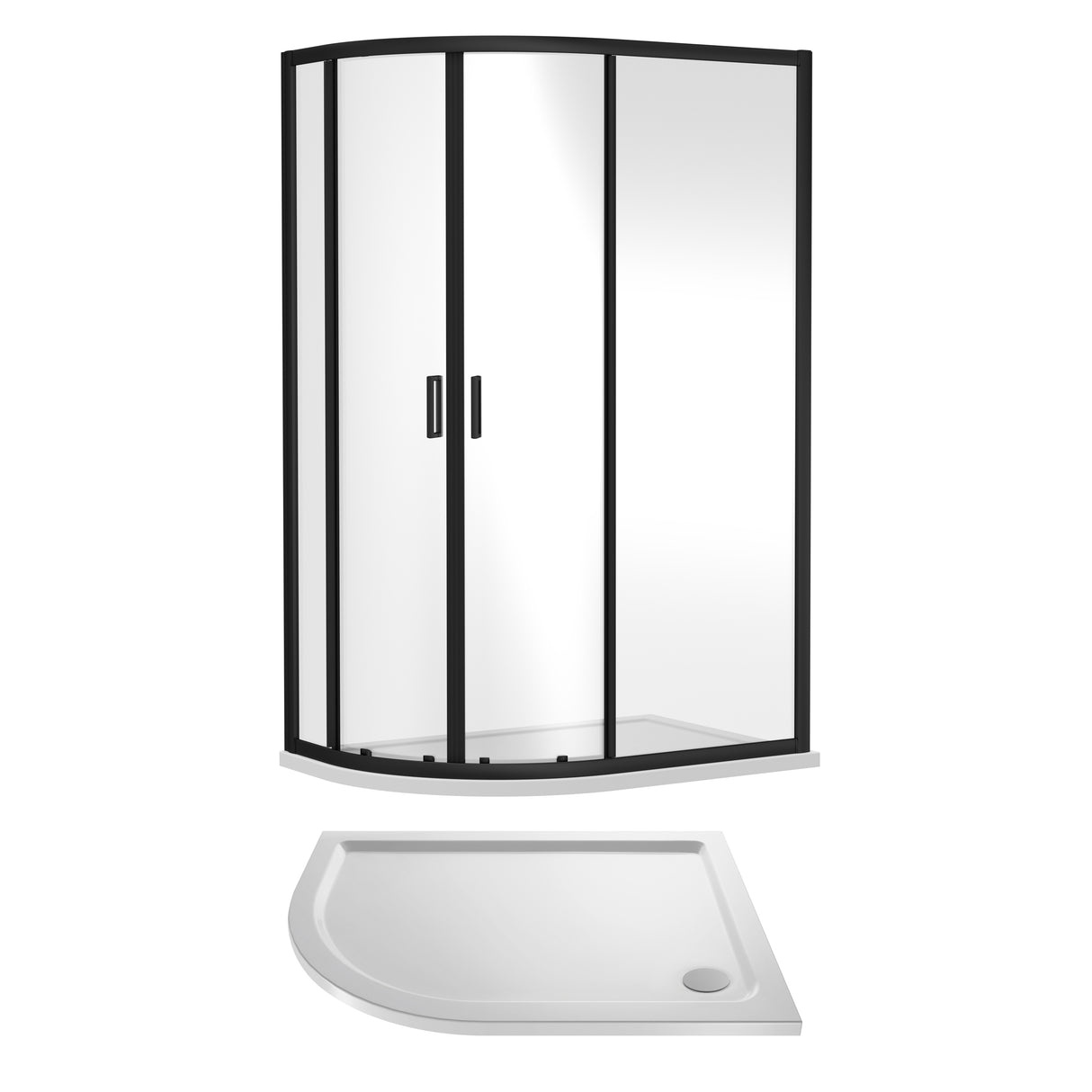 Offset Quadrant Shower Enclosure and Shower Tray - Choice of Size, Tray Orientation and Finish
