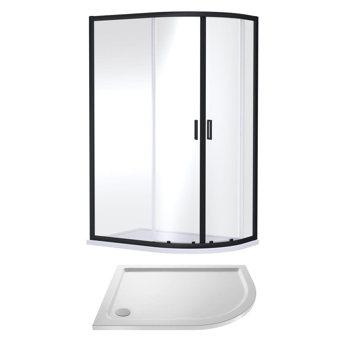Offset Quadrant Shower Enclosure and Shower Tray - Choice of Size, Tray Orientation and Finish