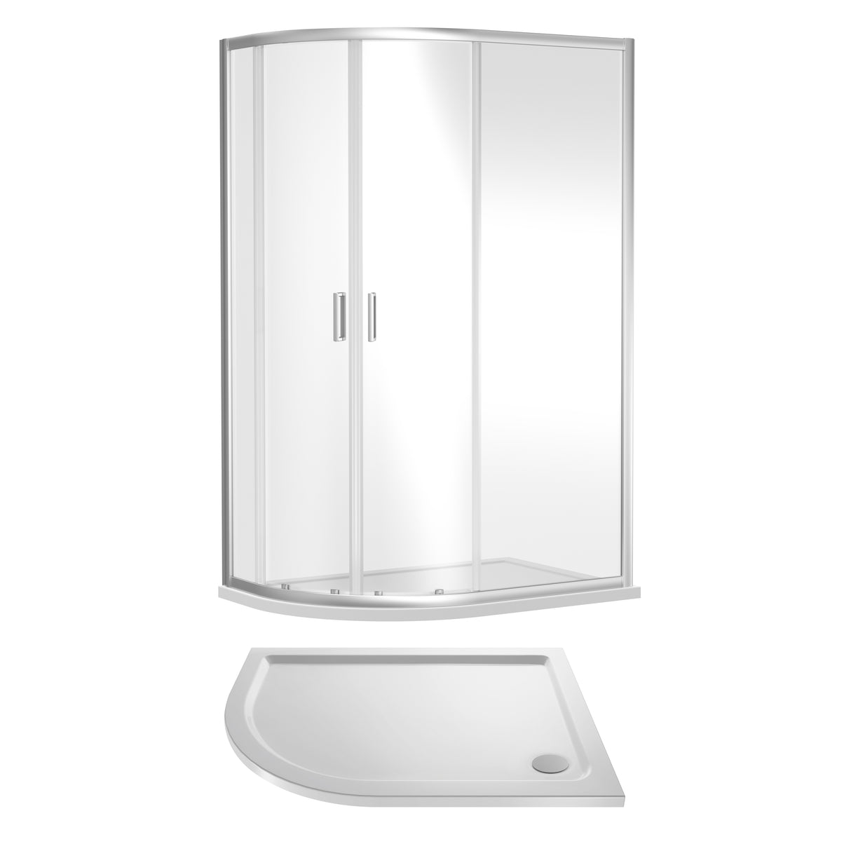 Offset Quadrant Shower Enclosure and Shower Tray - Choice of Size, Tray Orientation and Finish