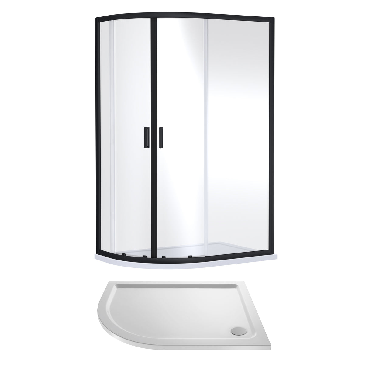 Offset Quadrant Shower Enclosure and Shower Tray - Choice of Size, Tray Orientation and Finish