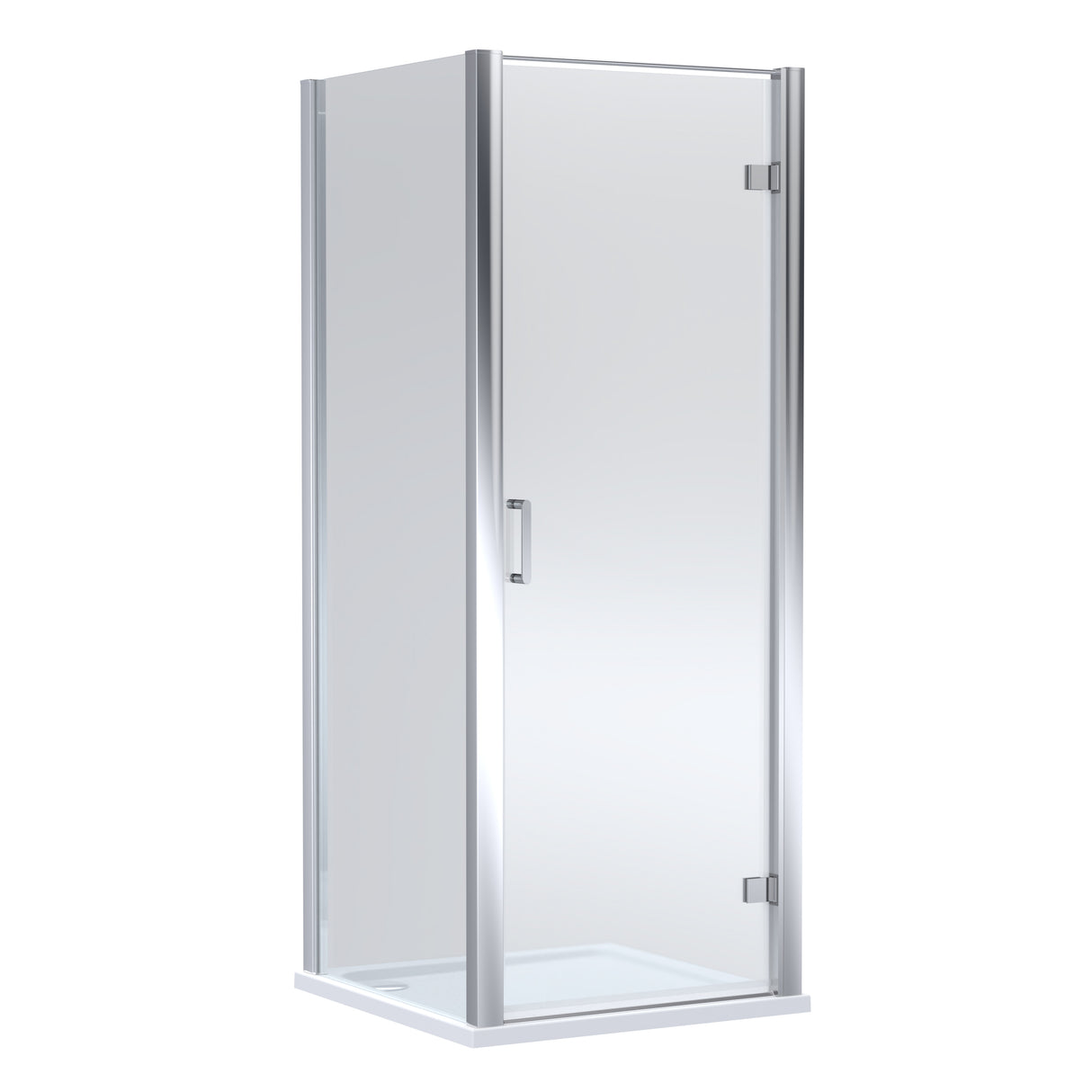 8mm Toughened Safety Glass Hinged Shower Door, Side Panel and Shower Tray - Choice of Size and Finish