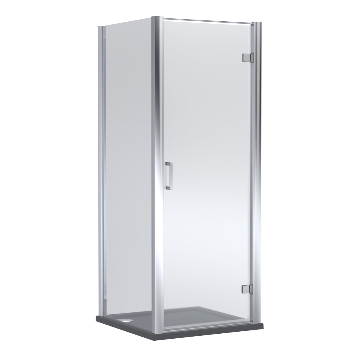 8mm Toughened Safety Glass Hinged Shower Door, Side Panel and Shower Tray - Choice of Size and Finish