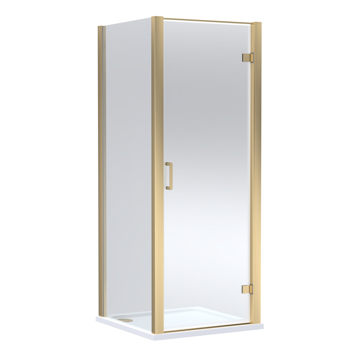 8mm Toughened Safety Glass Hinged Shower Door, Side Panel and Shower Tray - Choice of Size and Finish