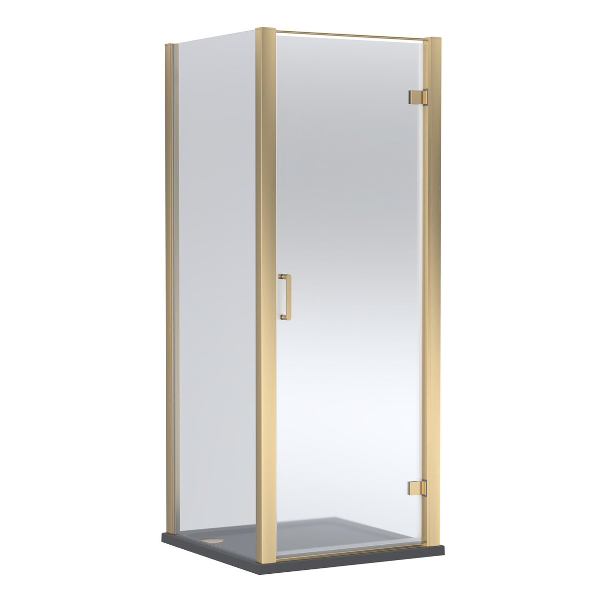 8mm Toughened Safety Glass Hinged Shower Door, Side Panel and Shower Tray - Choice of Size and Finish