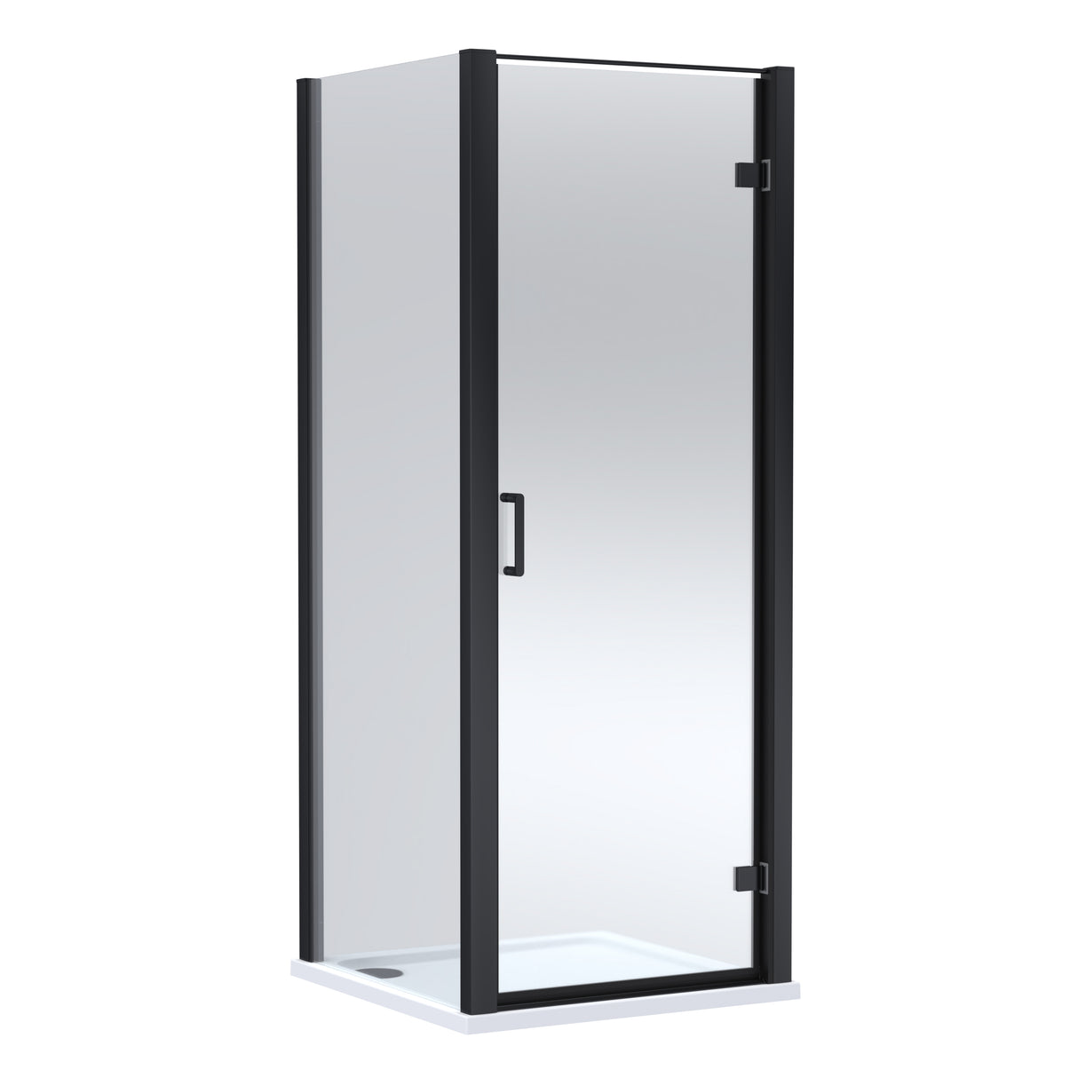 8mm Toughened Safety Glass Hinged Shower Door, Side Panel and Shower Tray - Choice of Size and Finish