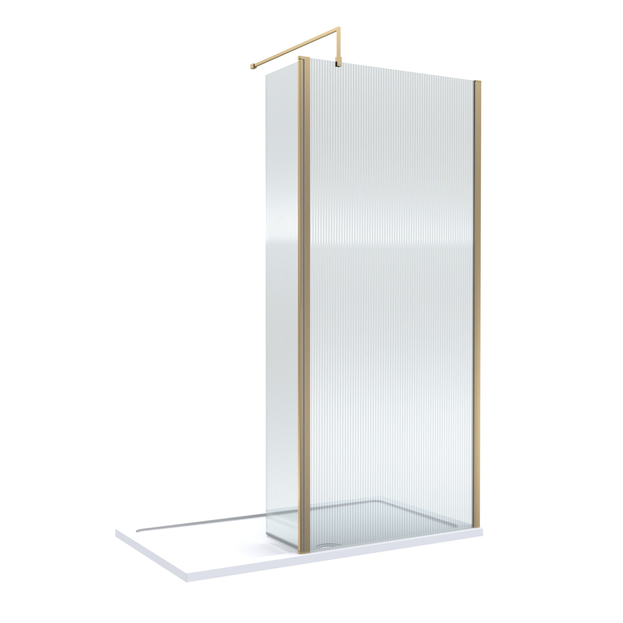 8mm Fluted Glass Walk In Wetroom Screen and Hinged Return Screen - Choice of Size and Finish