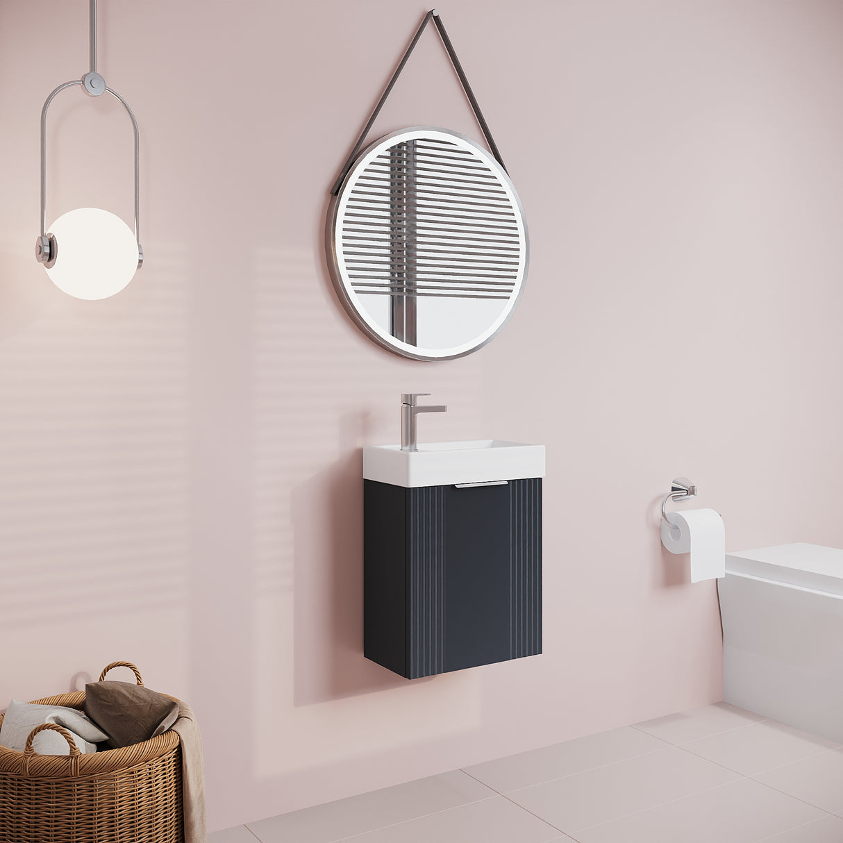 Retro Wall Hung Bathroom Cloakroom Vanity Basin Unit - Multiple Colours