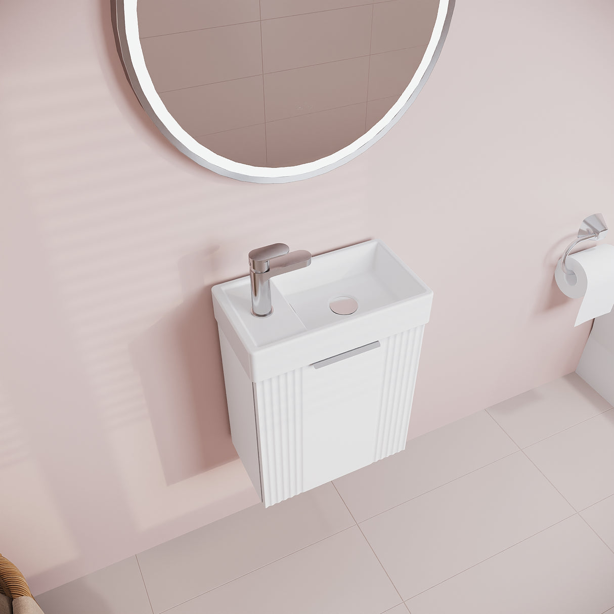 Retro Wall Hung Bathroom Cloakroom Vanity Basin Unit - Multiple Colours