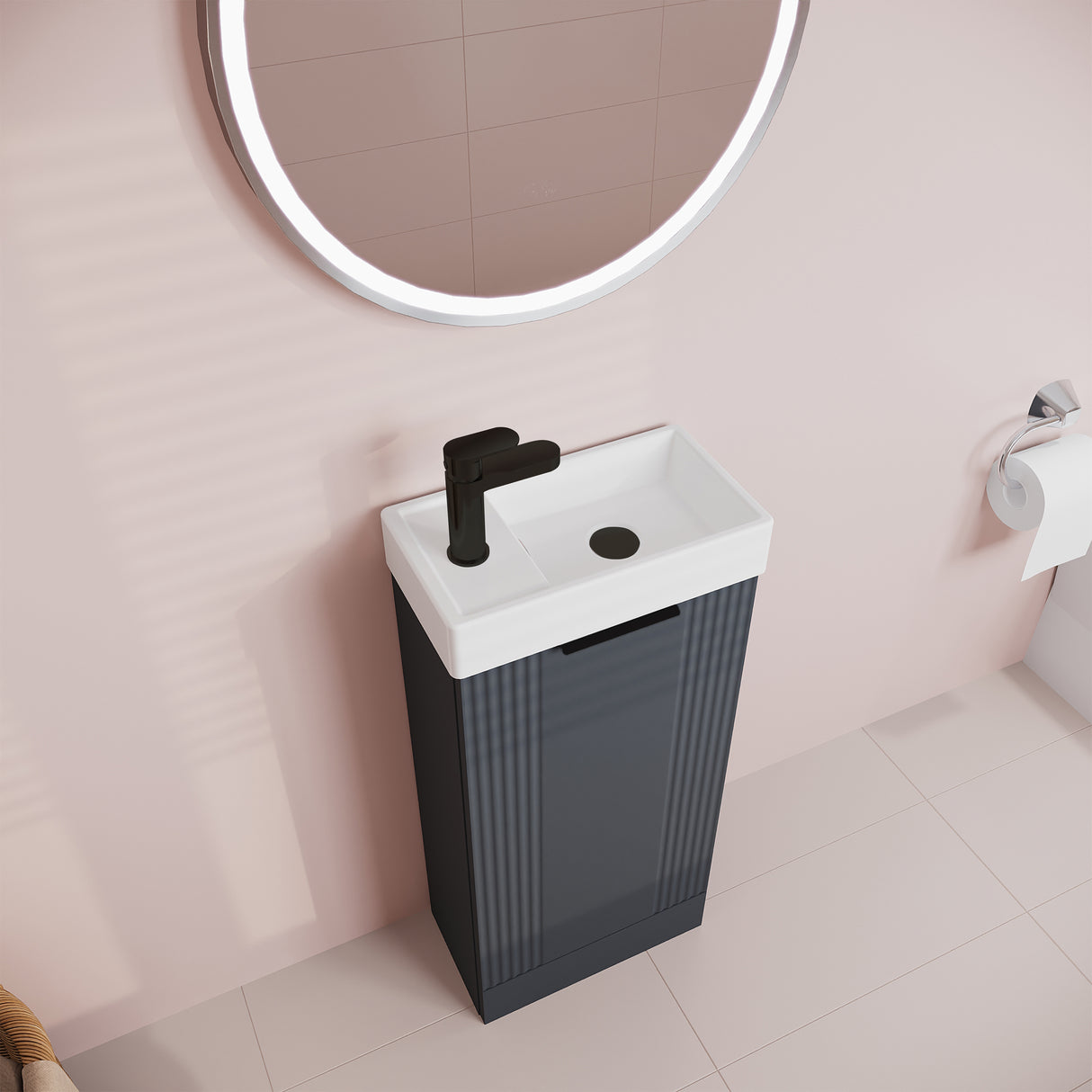 Retro Floor Standing Bathroom Cloakroom Vanity Basin Unit - Multiple Colours