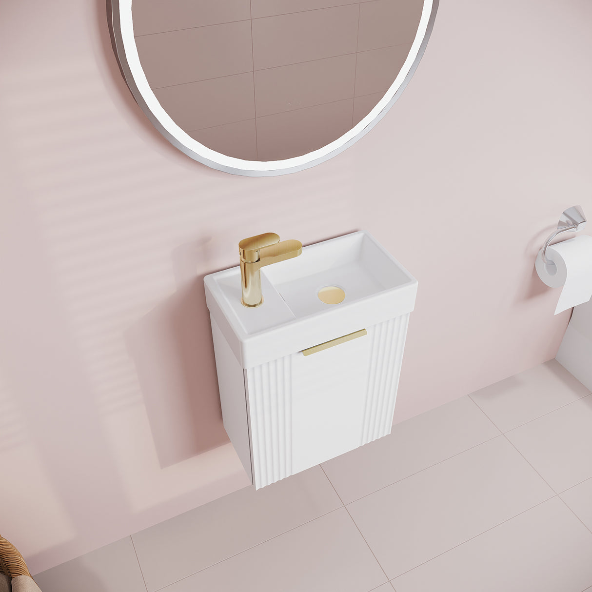 Retro Wall Hung Bathroom Cloakroom Vanity Basin Unit - Multiple Colours