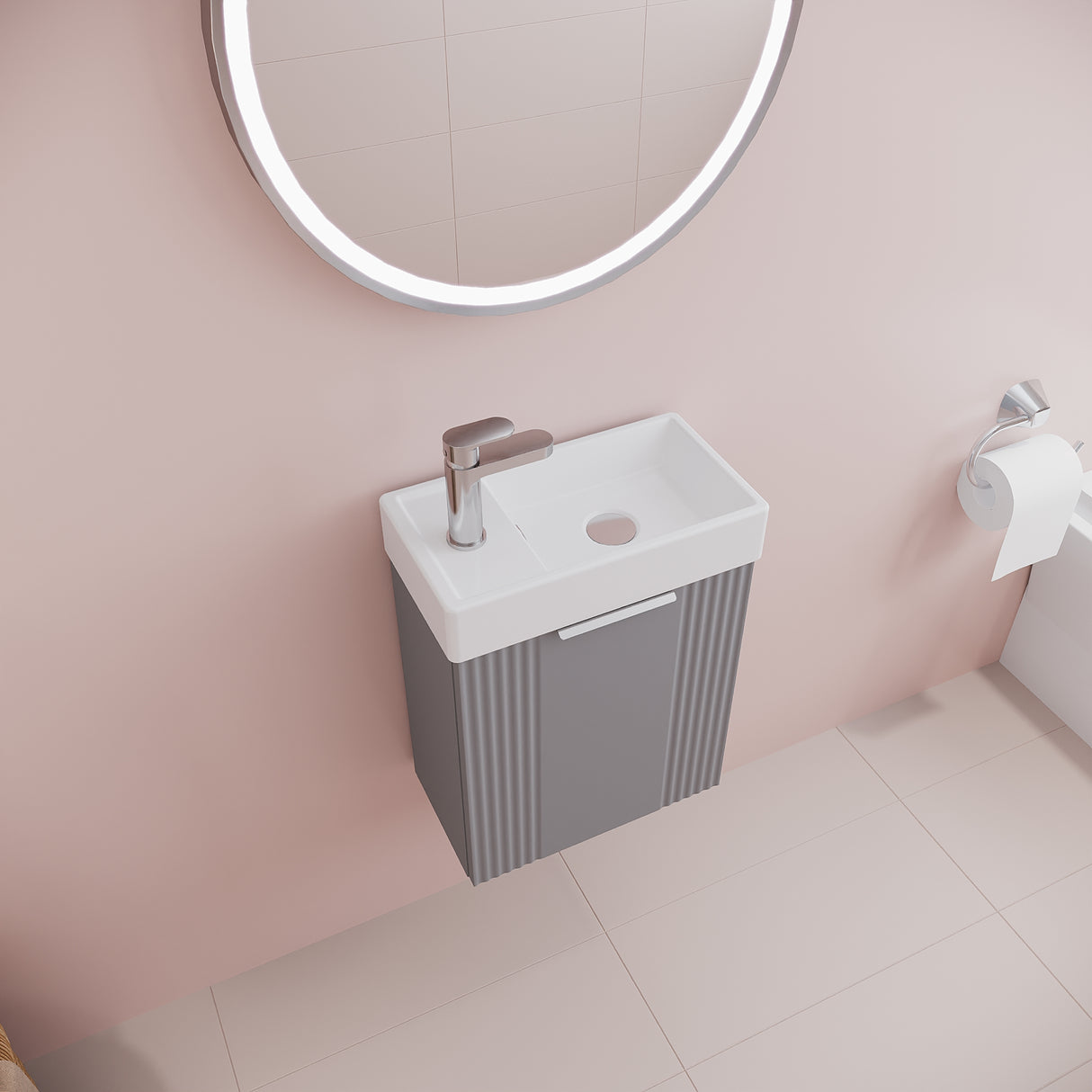 Retro Wall Hung Bathroom Cloakroom Vanity Basin Unit - Multiple Colours