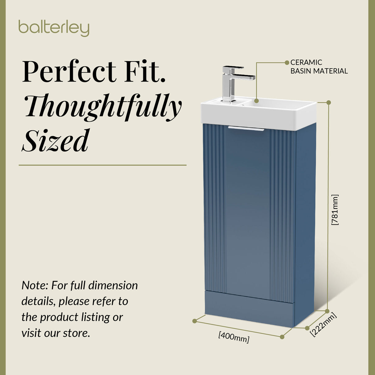 Retro Floor Standing Bathroom Cloakroom Vanity Basin Unit - Multiple Colours