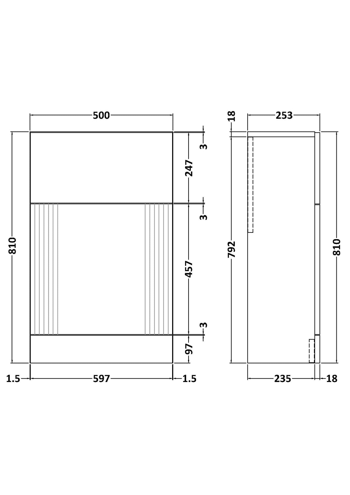 Modern Bathroom Retro Floor Standing WC Back to Wall Toilet Unit, 500mm, Choice of Colour