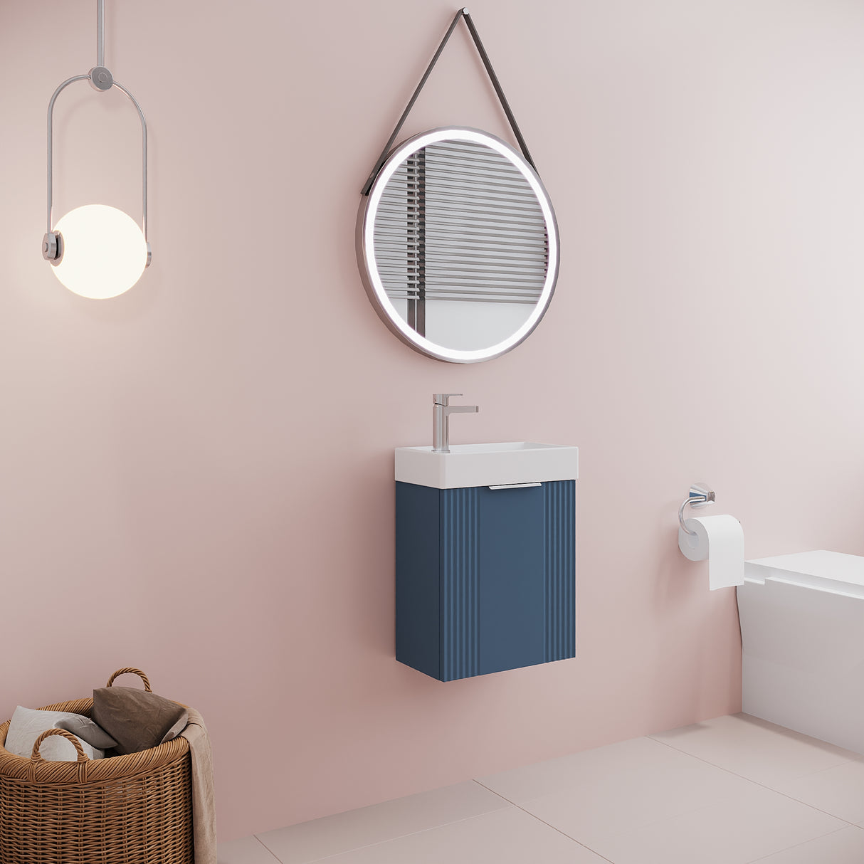 Retro Wall Hung Bathroom Cloakroom Vanity Basin Unit - Multiple Colours