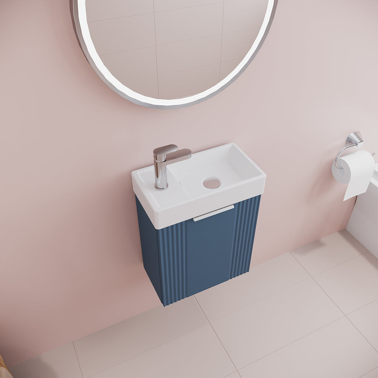 Retro Wall Hung Bathroom Cloakroom Vanity Basin Unit - Multiple Colours