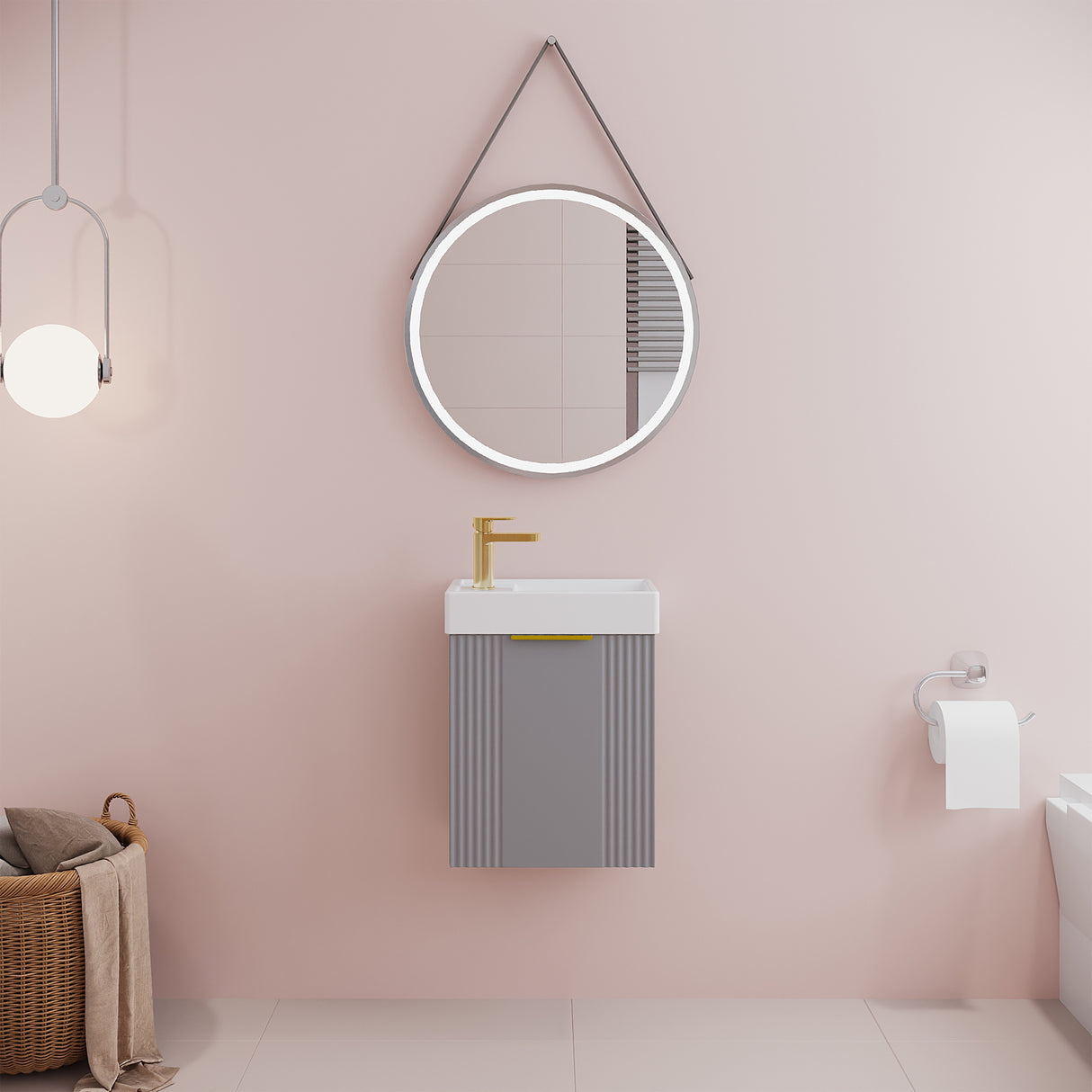 Retro Wall Hung Bathroom Cloakroom Vanity Basin Unit - Multiple Colours