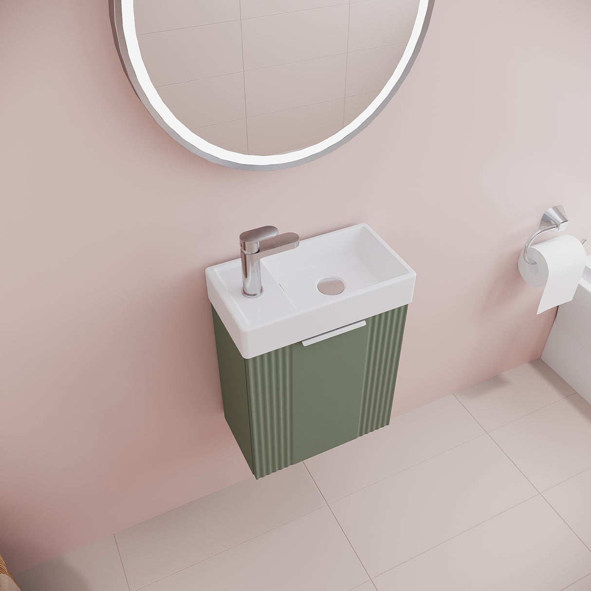 Retro Wall Hung Bathroom Cloakroom Vanity Basin Unit - Multiple Colours