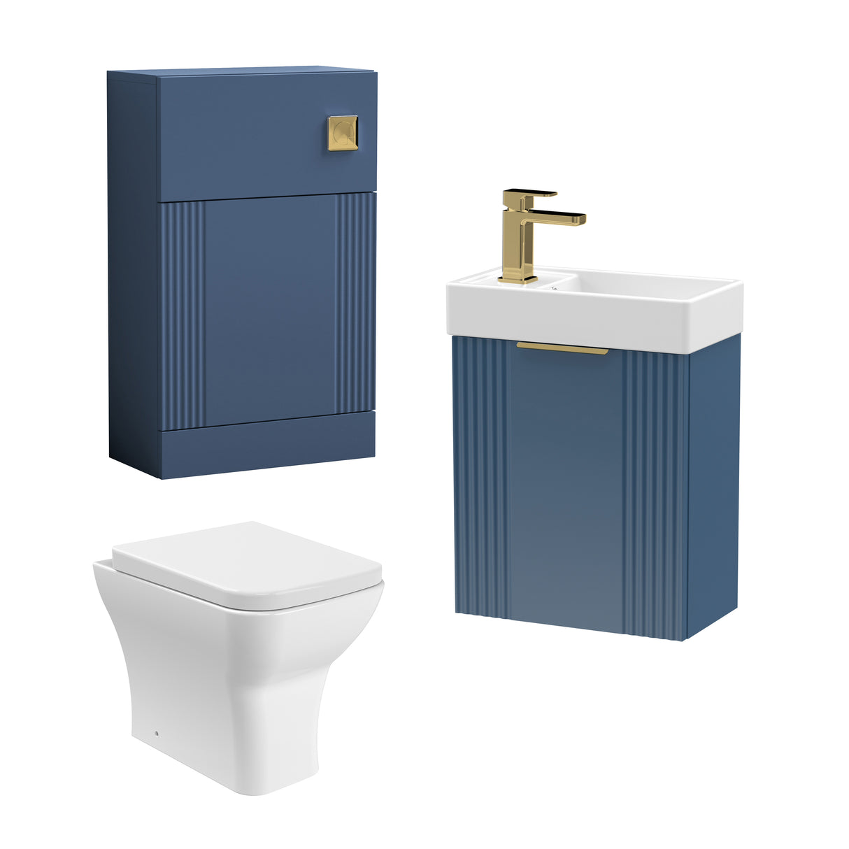 Retro Cloakroom Suite - Wall Hung Basin Unit, Toilet & Tap
