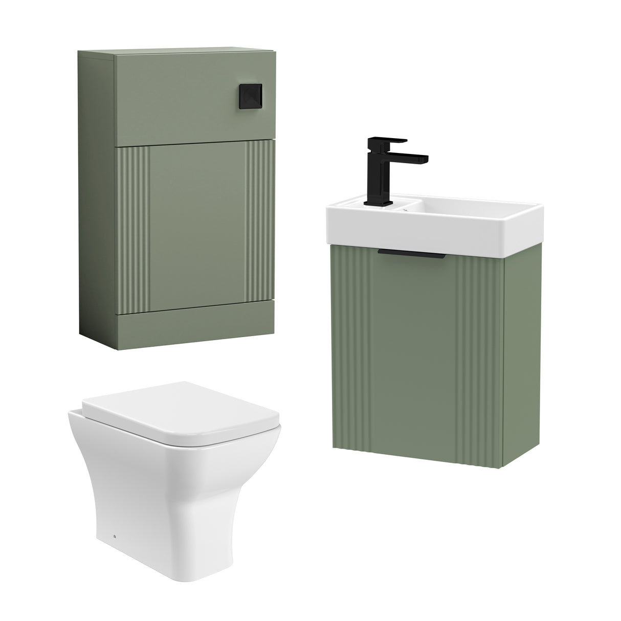 Retro Cloakroom Suite - Wall Hung Basin Unit, Toilet & Tap