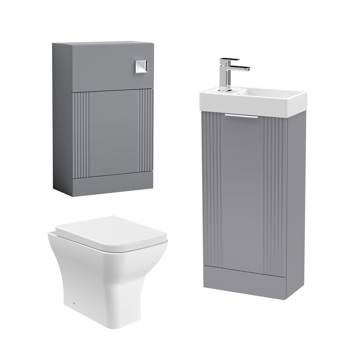 Retro Cloakroom Suite - Floor Standing Vanity Basin Unit, WC Unit, Toilet and Tap