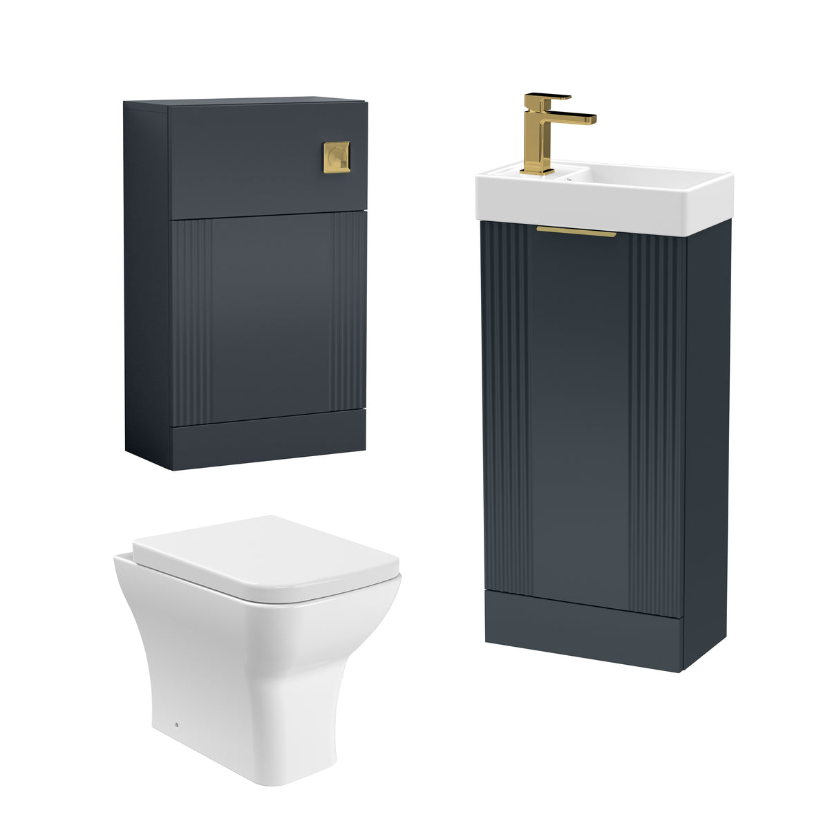 Retro Cloakroom Suite - Floor Standing Basin Unit, Toilet & Tap