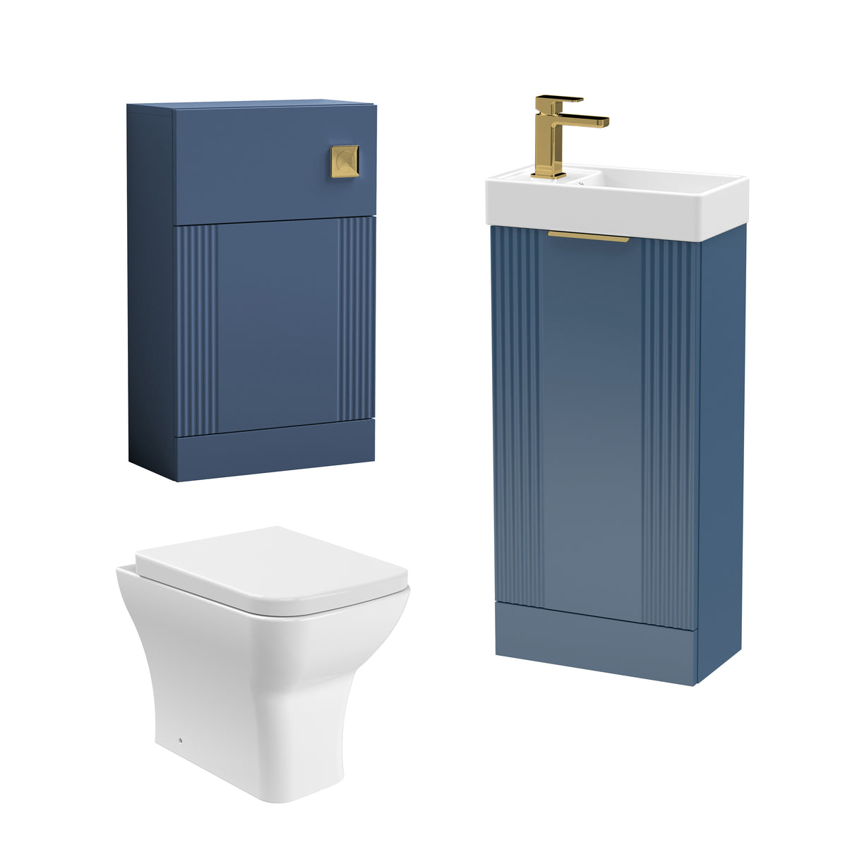 Retro Cloakroom Suite - Floor Standing Basin Unit, Toilet & Tap