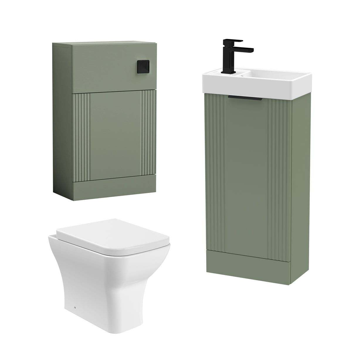 Retro Cloakroom Suite - Floor Standing Basin Unit, Toilet & Tap