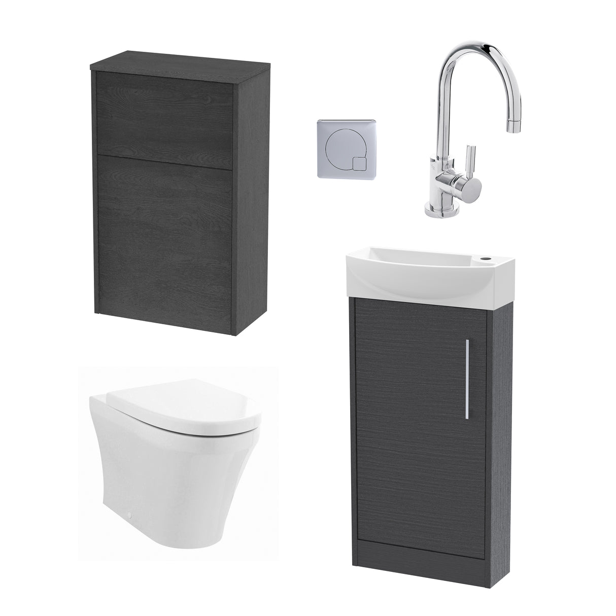 Power Floor Standing Cloakroom Bundle - Vanity, WC Unit, Toilet & Tap