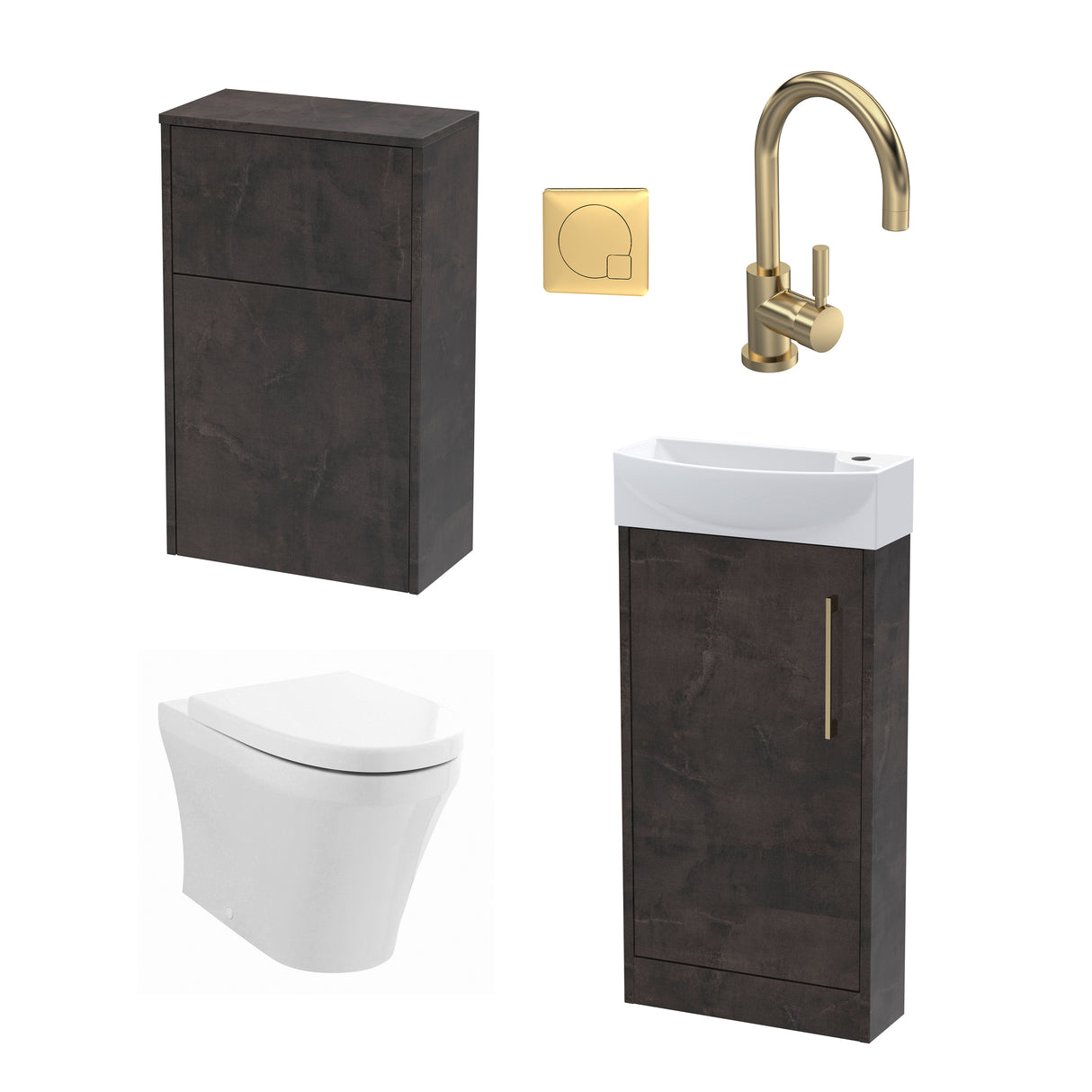 Power Floor Standing Cloakroom Bundle - Vanity, WC Unit, Toilet & Tap