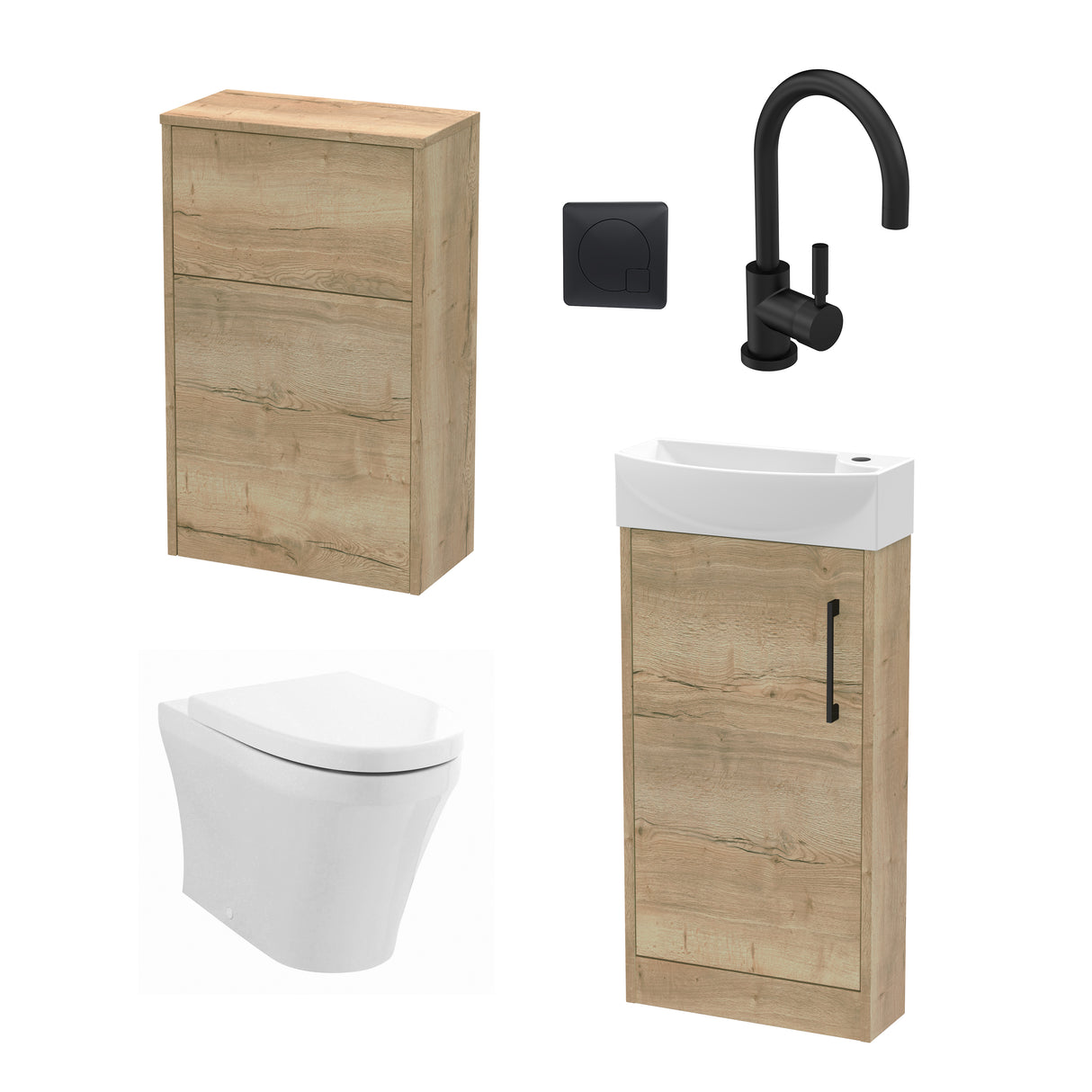 Power Floor Standing Cloakroom Bundle - Vanity, WC Unit, Toilet & Tap