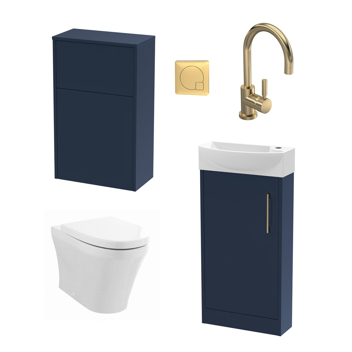 Power Floor Standing Cloakroom Bundle - Vanity, WC Unit, Toilet & Tap