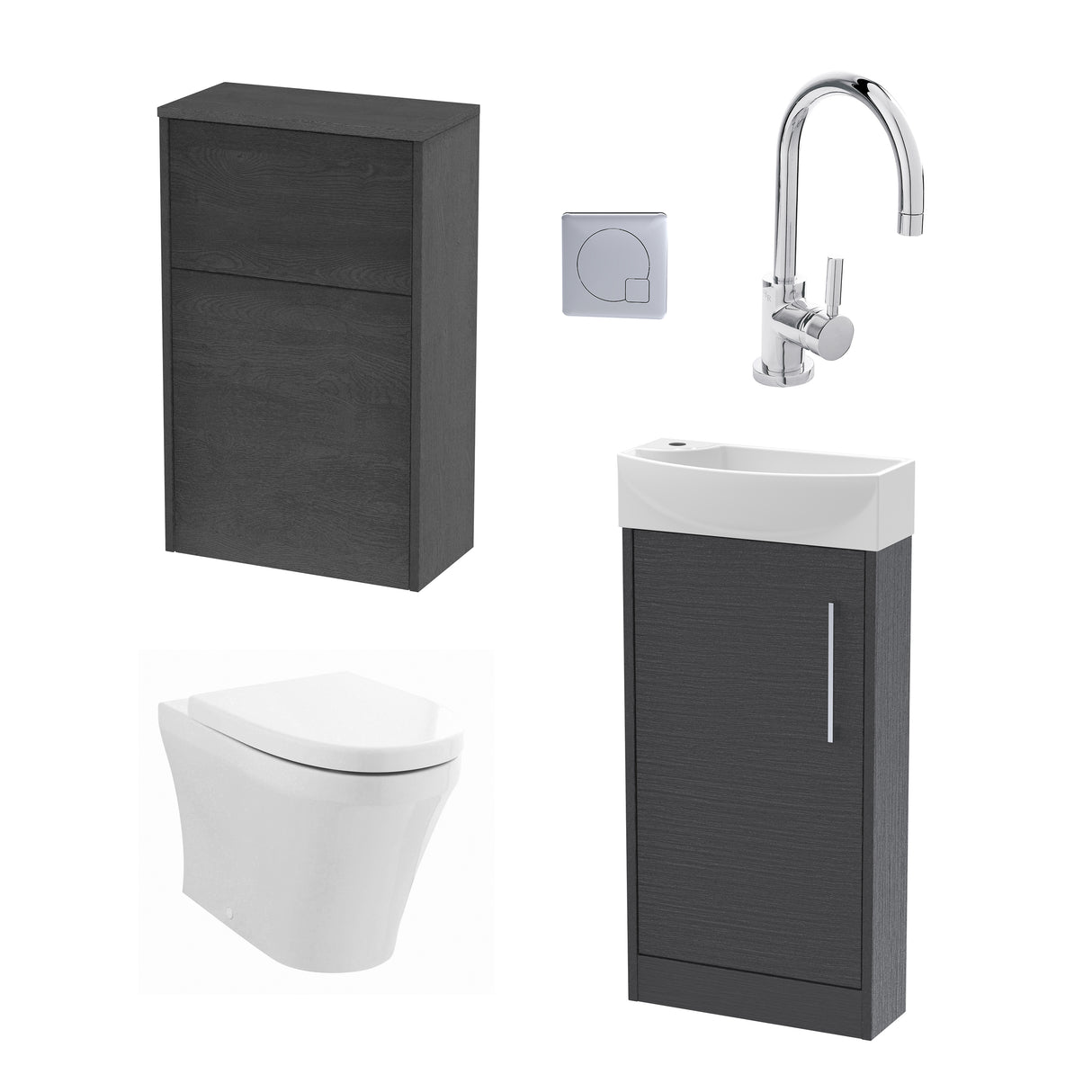 Power Floor Standing Cloakroom Bundle - Vanity, WC Unit, Toilet & Tap