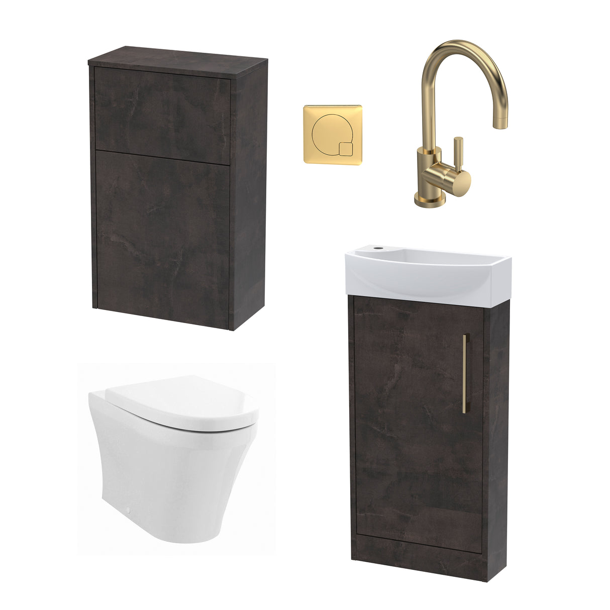 Power Floor Standing Cloakroom Bundle - Vanity, WC Unit, Toilet & Tap